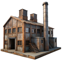 extraordinary creative An abandoned industrial factory, rusty metal and broken windows, dim light filtering through dust, gritty, photorealistic, high resolution png