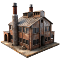 vibrant rustic An abandoned industrial factory, rusty metal and broken windows, dim light filtering through dust, gritty, photorealistic, authentic png