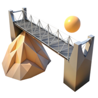 impressive modern A minimalist glass and steel bridge spanning a deep canyon, harsh midday sun creating strong shadows, geometric, architectural render, detailed png