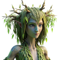 elegant minimalist An ethereal dryad emerging from a willow tree, her skin made of bark and moss, dappled sunlight filtering through the leaves, pre Raphaelite style exclusive png