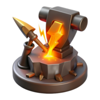 magnificent rustic A cyclops forging a lightning bolt in his volcanic forge, intense orange and red lighting, realistic style professional png