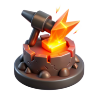 stunning traditional A cyclops forging a lightning bolt in his volcanic forge, intense orange and red lighting, realistic style genuine png