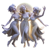 dramatic abstract A group of nymphs dancing in a moonlit clearing, soft and ethereal lighting, pre Raphaelite style premium png
