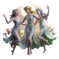 impressive contemporary A group of nymphs dancing in a moonlit clearing, soft and ethereal lighting, pre Raphaelite style original png