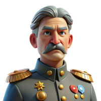 stunning minimalist A portrait of a stern faced general with a distinguished grey mustache, numerous medals pinned to their uniform, and a resolute gaze, lit by harsh, direct light, in a... png