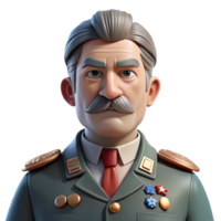 elegant traditional A portrait of a stern faced general with a distinguished grey mustache, numerous medals pinned to their uniform, and a resolute gaze, lit by harsh, direct light, in a... png