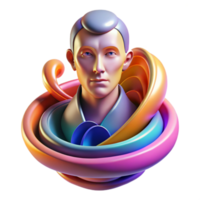 elegant modern Portrait of an abstract figure composed of swirling colors and geometric shapes, evoking a sense of mystery and intrigue, illuminated by dynamic, shifting light, in a vibrant,... png
