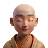 vibrant traditional A portrait of a serene monk with a shaved head, closed eyes, and a peaceful expression, bathed in soft, warm candlelight, in a contemplative, spiritual style original png