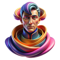 impressive abstract Portrait of an abstract figure composed of swirling colors and geometric shapes, evoking a sense of mystery and intrigue, illuminated by dynamic, shifting light, in a vibrant,... png