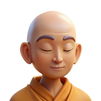 dramatic traditional A portrait of a serene monk with a shaved head, closed eyes, and a peaceful expression, bathed in soft, warm candlelight, in a contemplative, spiritual style premium png