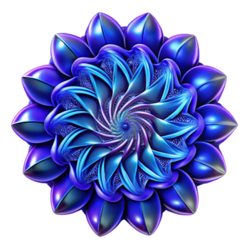 serene abstract A kaleidoscope of swirling, fractal patterns, rendered in shades of deep indigo and electric blue, illuminated by a pulsating, rhythmic light exclusive png