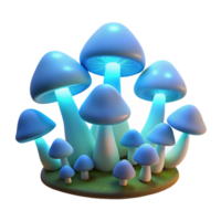 serene minimalist A field of glowing, bioluminescent mushrooms, emitting a soft, ethereal light, in a dark, otherworldly forest high quality png
