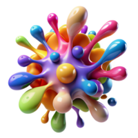 stunning vintage A chaotic explosion of colorful paint splatters, forming abstract shapes and patterns, illuminated by a bright, studio light high quality png