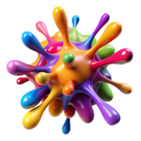 vibrant modern A chaotic explosion of colorful paint splatters, forming abstract shapes and patterns, illuminated by a bright, studio light high resolution png