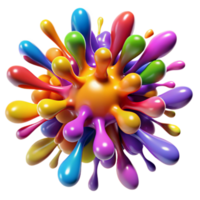 stunning abstract A chaotic explosion of colorful paint splatters, forming abstract shapes and patterns, illuminated by a bright, studio light detailed png
