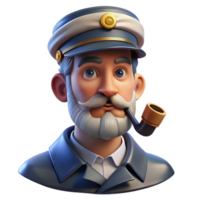 serene rustic Portrait of a weathered sailor with a pipe and a captain's hat, warm, low-key lighting, vintage portrait photography style 4K png