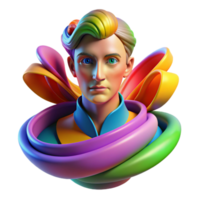wonderful contemporary Portrait of an abstract figure composed of swirling colors and geometric shapes, conveying a sense of mystery and wonder. Dynamic, multicolored lighting.... png