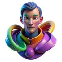 magnificent artistic Portrait of an abstract figure composed of swirling colors and geometric shapes, conveying a sense of mystery and wonder. Dynamic, multicolored lighting.... png