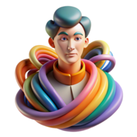 beautiful modern Portrait of an abstract figure composed of swirling colors and geometric shapes, conveying a sense of mystery and wonder. Dynamic, multicolored lighting.... png