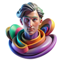 wonderful creative Portrait of an abstract figure composed of swirling colors and geometric shapes, conveying a sense of mystery and wonder. Dynamic, multicolored lighting.... png