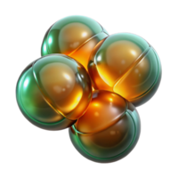 impressive minimalist Interlocking, translucent orbs of emerald and amber, emitting a warm, bioluminescent glow, in a sleek, minimalist style with sharp focus 4K png