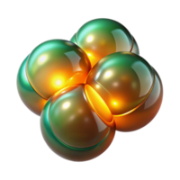 dramatic contemporary Interlocking, translucent orbs of emerald and amber, emitting a warm, bioluminescent glow, in a sleek, minimalist style with sharp focus high resolution png