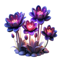 magnificent abstract A field of softly glowing, bioluminescent flowers, in shades of deep indigo and crimson, with a soft, romantic lighting and a painterly style detailed png