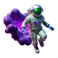 stunning traditional A lone astronaut, clad in a bioluminescent spacesuit, drifting through a nebula of swirling emerald and violet gases, lit by the distant glow of a dying star.... png