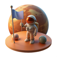 impressive rustic A lone astronaut planting a flag on a Mars like landscape, with a massive, ringed planet dominating the sky, lit by the warm glow of a setting sun.... png