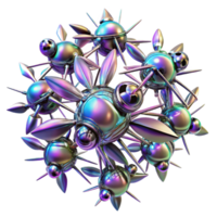 magnificent minimalist A swarm of nanobots forming complex, geometric patterns in mid air, illuminated by a shifting spectrum of iridescent light. Abstract, futuristic style detailed png