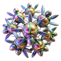 stunning rustic A swarm of nanobots forming complex, geometric patterns in mid air, illuminated by a shifting spectrum of iridescent light. Abstract, futuristic style high quality png