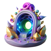 vibrant minimalist A portal swirling with vibrant colors and strange symbols, leading to an unknown dimension, illuminated by an ethereal, otherworldly light. Surreal, abstract style genuine png