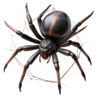 dramatic minimalist A close up of a spider spinning its web, intricate details of the web and spider, macro photography style, dark and moody lighting high resolution png