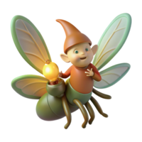 serene abstract A whimsical gnome riding a giant firefly through a bioluminescent forest, soft focus, dreamlike lighting, Ghibli style genuine png