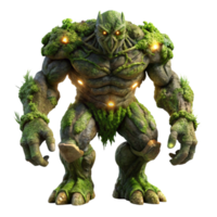 extraordinary abstract A colossal golem made of twisted tree roots and glowing moss, ominous lighting, dark fantasy style, Greg Rutkowski influence high resolution png