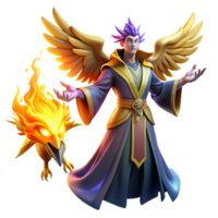 serene rustic A powerful sorcerer summoning a spectral phoenix, dramatic lighting, fantasy art style, Boris Vallejo influence authentic png