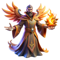 extraordinary minimalist A powerful sorcerer summoning a spectral phoenix, dramatic lighting, fantasy art style, Boris Vallejo influence 4K png