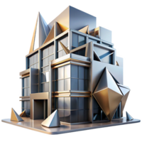 dramatic abstract Deconstructivist office building, fragmented forms, sharp angles, metallic surfaces, dramatic lighting, abstract style, 8k, detailed png