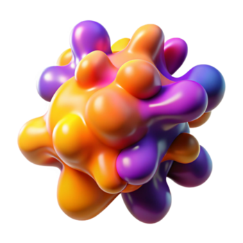 magnifico tradizionale amorfo blob di vivace dipingere collisione e fusione, illuminato di un' caldo, diffondere luce, reso nel un impressionista stile alto qualità png