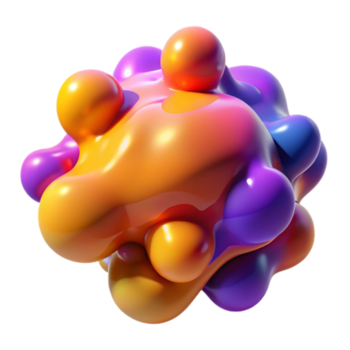 sereno creativo amorfo blob di vivace dipingere collisione e fusione, illuminato di un' caldo, diffondere luce, reso nel un impressionista stile dettagliato png