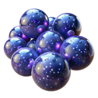 wonderful modern A field of floating, translucent spheres, each containing a miniature galaxy, illuminated by starlight, rendered in a cosmic horror style original png