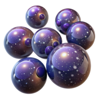 extraordinary abstract A field of floating, translucent spheres, each containing a miniature galaxy, illuminated by starlight, rendered in a cosmic horror style high quality png