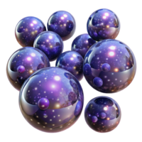 beautiful rustic A field of floating, translucent spheres, each containing a miniature galaxy, illuminated by starlight, rendered in a cosmic horror style high quality png