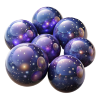 vibrant minimalist A field of floating, translucent spheres, each containing a miniature galaxy, illuminated by starlight, rendered in a cosmic horror style genuine png