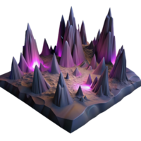 serene modern A fractal landscape of jagged peaks and deep valleys, illuminated by a dramatic, chiaroscuro lighting, rendered in a dark fantasy style premium png