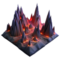 stunning contemporary A fractal landscape of jagged peaks and deep valleys, illuminated by a dramatic, chiaroscuro lighting, rendered in a dark fantasy style authentic png