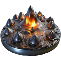 extraordinary vintage A turbulent sea of liquid metal, reflecting distorted images of an unseen environment, lit by a flickering, firelight, rendered in a dark, surrealist style 4K png