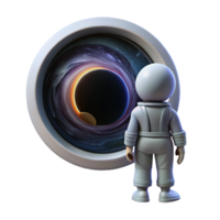 vibrant traditional A lone astronaut gazing at a massive, swirling black hole through the window of their spaceship, realistic style, dramatic lighting authentic png