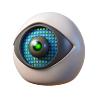 impressive modern A cybernetic eye gazing intently at binary code scrolling across a screen, close up shot, dark and moody lighting, cyberpunk style 4K png
