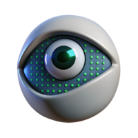 wonderful minimalist A cybernetic eye gazing intently at binary code scrolling across a screen, close up shot, dark and moody lighting, cyberpunk style 4K png